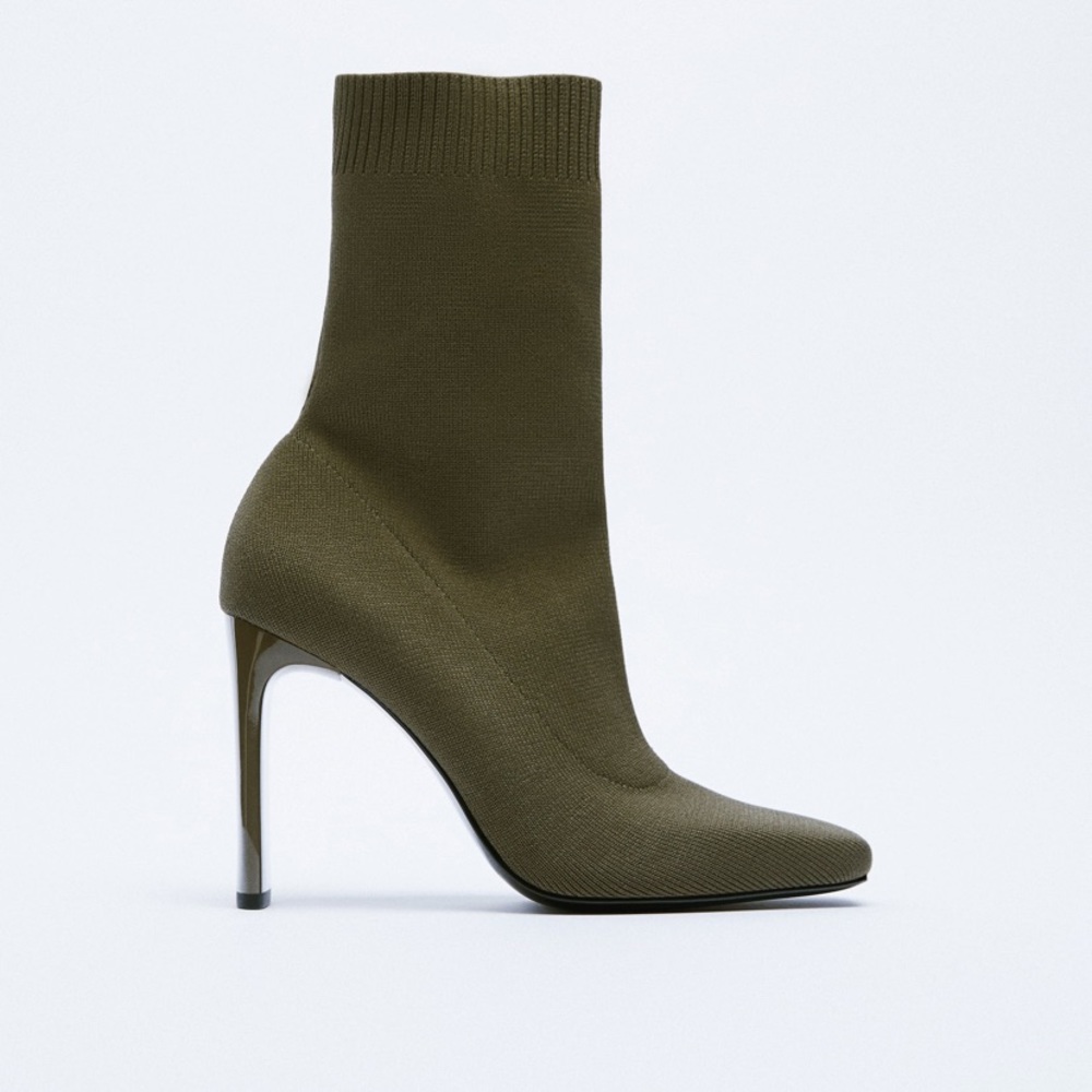 Zara NWT fabric high heel ankle boots